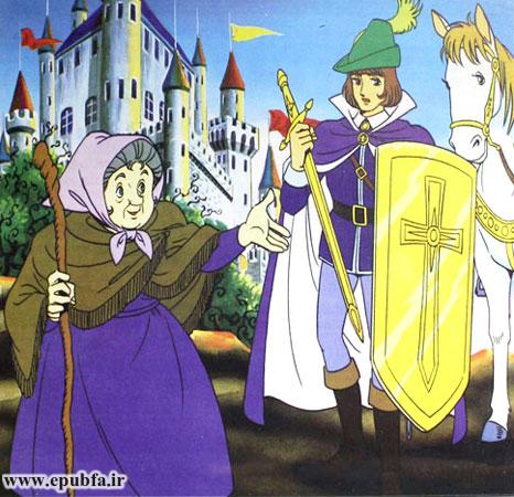 پری مهربان هم پیدایش شد و شمشیری به جوان داد و گفت: «با این شمشیر جادویی به جنگ جادوگر برو!»